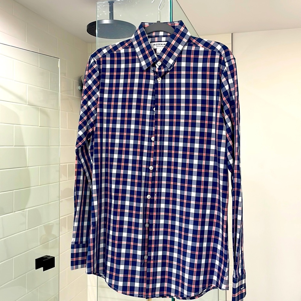 Mizzen + Main Leeward slim fit wrinkle free tech fabric shirt